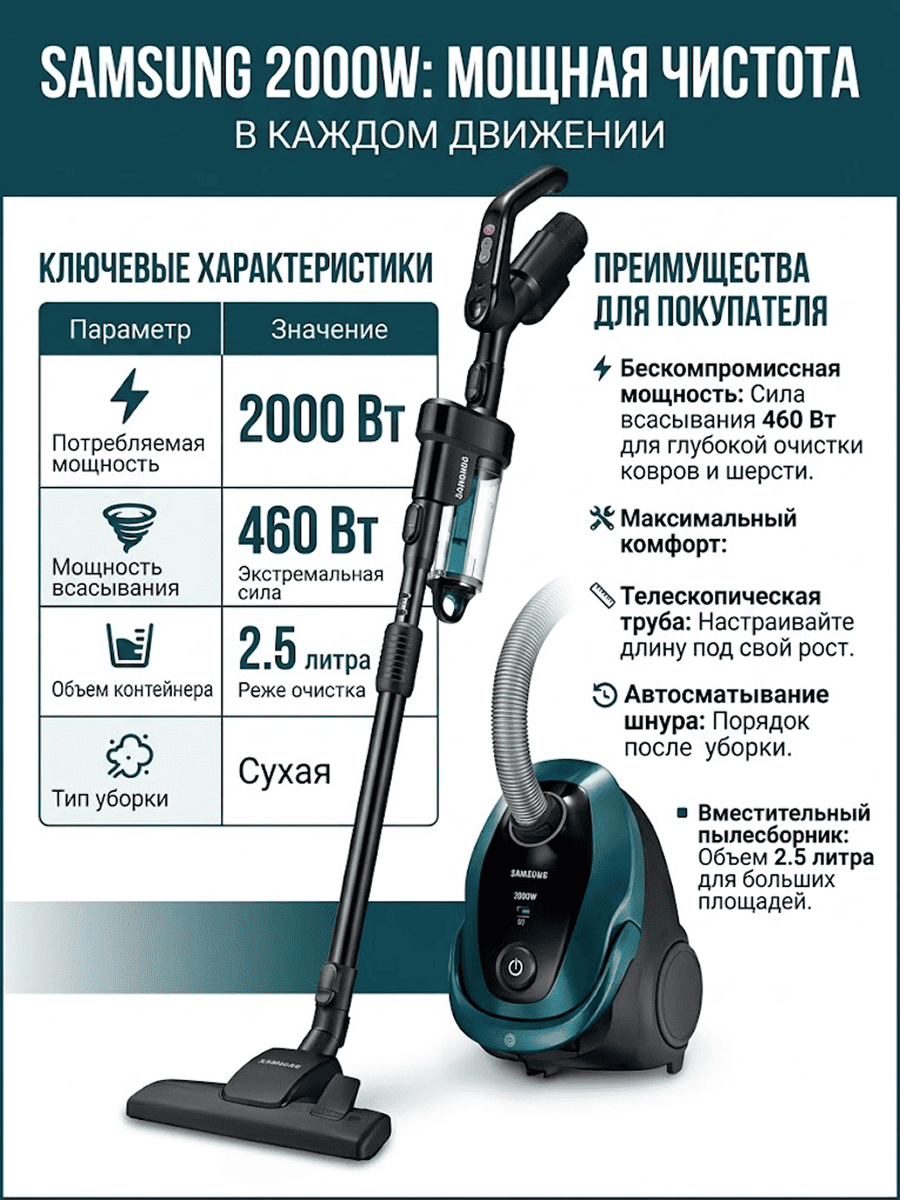 Пылесос Samsung VC20M2545JN/UZ, чёрный-зелёный